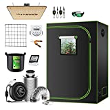 VIVOSUN Grow Tent Complete System, 4 x 2 ft. Grow Tent Kit Complete with VS1000 Led Grow Light, 4 Inch 203 CFM Inline Fan, Carbon Filter and 8 ft. Ducting Combo, 48' x 24' x 60'