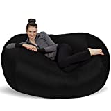 Sofa Sack - Plush Bean Bag Sofas with Super Soft Microsuede Cover - XL Memory Foam Stuffed Lounger Chairs For Kids, Adults, Couples - Jumbo Bean Bag Chair Furniture - Black 6'