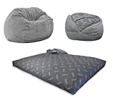 CordaRoy's Chenille Bean Bag Chair, Convertible Chair Folds from Bean Bag to Bed, As Seen on Shark Tank, Charcoal - Full Size