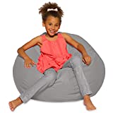 Posh Creations Bean Bag Chair for Kids, Teens, and Adults Includes Removable and Machine Washable Cover, 38in - Large, Solid Gray