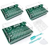 MIXC 3-Set 144 Cells Strong Seed Starter Trays with Humidity Dome and Base Plant Growing Germination kit Clone Tray for Microgreens, Soil Blocks, Rockwool Cubes,Wheatgrass, Hydroponic