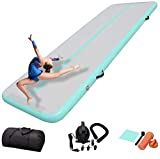 COLCYSE 10ft/17ft/23ft 4 Inch Thickness Air Tumbling Track Tumbling Mat/Air Tumbling Track Inflatable Gymnastics Tumble Track Gym Mat for Home Use/Training/Cheerleading/Yoga/Water Fun