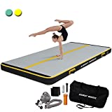 AirMat Nordic Carbon Air Mat Tumble Track 10ft/13ft/16ft/20ft/26ft with Electric Air Pump, Inflatable Gymnastics Mat for Home, Best for Gymnastics, Cheerleading - 5ft Wide and 6' Thick, Tumbling Mat (16ft, Yellow)