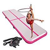 10ft/13ft/16ft/20ft/23ft/26ft Inflatable Gymnastics Airtrack Tumbling Mat Air Track Floor Mats with Electric Air Pump for Home Use/Training/Cheerleading/Beach/Park and Water(Pink, 10X3.3X0.33 FT)