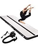 Air Track Tumbling Mat 10FT, Gymnastics Mat tumble Track with Electrical Pump and Bag, Inflatable Air Mat For Gymnastics Training For Home For Kids, Cool Black
