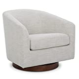 CHITA Swivel Accent Chair Armchair, Round Barrel Chairs in Performance Fabric for Living Room Bedroom, Ivory