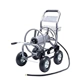 Giraffe Tools Industrial Hose Reel Cart, Heavy Duty Hose Reel with 4 Solid Wheels, Slide Hose Guide System, Holds 250-Feet of 5/8' Hose Capacity for Garden & Yard