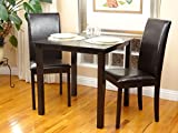 Dining Kitchen Set 3 pc Classic Square Table and 2 Chairs Fallabella Solid Wooden in Espresso Black Finish