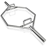GYMAX Olympic Hex Bar, Folding Trap Bar 56' Chrome Finish Hex Weight Lifting Bar Deadlift Bar with Two-Handle, for Squats, Deadlifts, Shrugs Power Pulls, 800Lbs Weight Capacity (Silver)