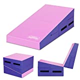 Giantex Incline Gymnastics Mat Wedge Folding and Non-Folding Gymnastics Gym Fitness Skill Shape Tumbling Mat for Kids Play Home Exercise Aerobics (Pink/Purple 47'X23.5'X14')