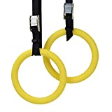 Crown Sporting Goods Polycarbonate Gymnastics Rings with Textured Grip and Adjustable Buckle Straps - Great for Gymnastics, Strength Training, Core Workouts