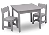 Delta Children MySize Kids Wood Table and Chair Set (2 Chairs Included) - Ideal for Arts & Crafts, Snack Time, Homeschooling, Homework & More - Greenguard Gold Certified, Grey