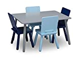 Delta Children Kids Table and Chair Set (4 Chairs Included) - Ideal for Arts & Crafts, Snack Time, Homeschooling, Homework & More - Greenguard Gold Certified, Grey/Blue