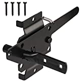 Post Mount Gate Latch for Wooden Fence - Heavy Duty Self Locking Gate Latch Hardware for Pool/Garden Gate Safety Latch, Automatic Fingertip Release Latches for Vinyl/Wood Fence, Black Finish