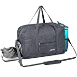 Sports Gym Bag with Wet Pocket & Shoes Compartment, Travel Duffel Bag for Men and Women Lightweight, Gray