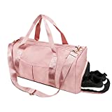 Sports Gym Bag Travel Duffel Bag Waterproof Weekender Overnight Tote Carry On Bag with Wet Pocket & Shoes Compartment for Men Women Lightweight Adjustable Strap （Pink）