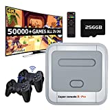 Kinhank Super Console X Pro,50000+ Classic Games Retro Video Game Console,Gaming Systems for 4K TV HD/AV Output,Dual Wireless 2.4G Controllers,Support WiFi/LAN,Gift for Men/Child(256G)
