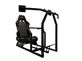 GTR Simulator GTA-F Model Black Frame Triple | Single Monitor Stand with Black Adjustable Leatherette Seat Racing Driving Gaming Simulator Cockpit Chair