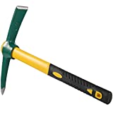KEILEOHO 15 Inches Pick Mattock Hoe, Forged Weeding Garden Pick Axe with Rubber Handle, Weeding Mattock Hoe for Gardening, Loosening Soil, Camping, Planting Vegetables and Fruits