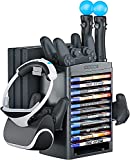 Skywin Charging Station Compatible with PS4 VR Headset - PSVR Charging Stand with Game Disc Rack, Headset and Console Stand, Cooling Fan, Controller Charger and USB Hub - Multipurpose VR Stand