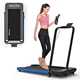 BiFanuo 2 in 1 Folding Treadmill, Smart Walking Running Machine with Bluetooth Audio Speakers, Installation-Free，Under Desk Treadmill for Home/Office Gym Cardio Fitness（Blue）