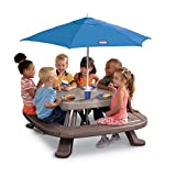 Little Tikes Fold 'n Store Picnic Table with Market Umbrella, Brown (632433M)
