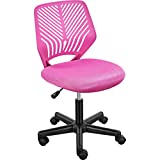 Yaheetech Students Cute Desk Chair Low-Back Armless Study Chair w/Lumbar Support Adjustable Swivel Chair in Home Bedroom School for Teens Boys Girls Youth, Rose Red