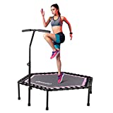 Newan 48'' Fitness Trampoline with Adjustable Handle Bar, Silent Trampoline Bungee Rebounder Jumping Cardio Trainer Workout for Adults - Max Limit 330 lbs