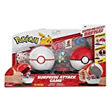 Pokemon Surprise Attack Game, Featuring Squirtle and Jigglypuff - 2 Surprise Attack Balls - 6 Attack Disks - Toys for Kids and Pokémon Fans