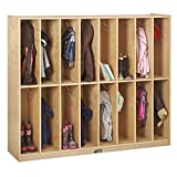 ECR4Kids Birch 16-Section Slim-Fit School Storage Coat Locker with Hooks for Toddlers and Kids, Certified and Safe Home Lockers for Kids, Child's Section Locker for Classrooms and Daycares