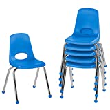 FDP - 10367-BL 16' School Stack Chair,áStacking Student Chairs with Chromed Steel Legs and Ball Glides - Blue (6-Pack)