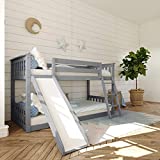 Max & Lily Twin over Twin Low Bunk Bed with Slide, Grey