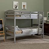 Walker Edison Della Classic Solid Wood Twin over Twin Bunk Bed, Twin over Twin, Grey