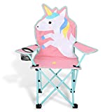 KABOER Kids Outdoor Folding Lawn and Camping Chair with Cup Holder, Unicorn Camp Chair