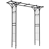 Giantex Garden Arch Arbor High Wide Metal Steel Frame Stand Trellis for Rose Vines Plant Climbing Patio Lawn Backyard Party Wedding Ceremony Decoration Outdoor Gardening Walkway Arches,Black