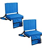 SPORT BEATS 2 Pack Stadium Seats for Bleachers Stadium Chair with Back Support and Wide Padded Cushion-Includes Shoulder Strap and Cup Holder