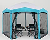COOSHADE Pop Up Camping Gazebo 6 Sided Instant Screened Canopy Tent Outdoor Screen House Room(12x10Ft,White)