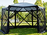 EVER ADVANCED Pop Up Gazebo Screen House Tent for Camping 8-10 Person Instant Canopy Shelter with Netting Portable for Outdoor, Backyard