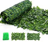 Yuego Artifical Ivy Privacy Fence Wall Screen, 118x39.4in Faux Hedges Privacy Fence Screen Outdoor Ivy Wall Fence for Garden Balcony Deco