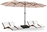 LE CONTE 15ft Large Patio Umbrellas Double-Sided Market Table Umbrella with 1.9' Diameter Outdoor Umbrella for Patio with Easy Crank, Weight Base Not Included