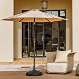 Wikiwiki 7.5 FT Patio Umbrellas Outdoor Table Market Umbrella with Push Button Tilt/Crank,6 Sturdy Ribs, Fade Resistant Waterproof POLYESTER DTY Canopy for Garden, Lawn, Deck, Backyard & Pool