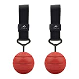 FITactic 3.5 Inches Groove Rock Climbing Solid Training Cannonball Bomb Power Pull Up Ball Hold Grips for Straps for Finger, Forearm, Biceps, Back Muscles (2 Balls, Red Groove 3.5')