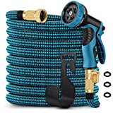 Toolasin Expandable Garden Hose 100ft with 10 Function Spray Nozzle, Leakproof Flexible Water Hose Design with Solid Brass Connectors, Retractable Hose Expands 3 Times, Easy Storage and Usage