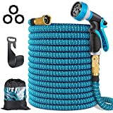 75ft Expandable Garden Hose Water Hose with 8 Function Nozzle, Lightweight & No-Kink Flexible Water Hose with Super Durable 3750D Fabric and Solid Brass Fittings
