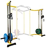 HulkFit Cable Crossover Attachment Multi-Function Adjustable Power Cage, 1000-Pound Capacity, Yellow