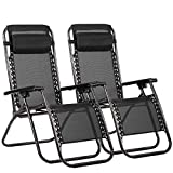 Patio Chair Outdoor Furniture Zero Gravity Chair Patio Lounge Camping Chair Set of 2 Recliner Adjustable Folding for Pool Side Camping Yard Beach