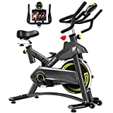 Cyclace Exercise Bike Stationary 330 Lbs Weight Capacity- Indoor Cycling Bike with Comfortable Seat Cushion, Tablet Holder and LCD Monitor for Home Workout