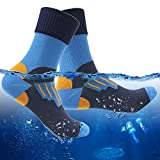 RANDY SUN Waterproof Socks for Fishing, Men's Stylish Hiking Camping Backing Ankle Crew Socks 1 Pair (Blue,Small)