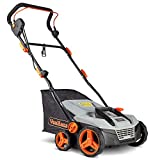 VonHaus 2 in 1 Electric Lawn Dethatcher Scarifier & Aerator 12.5 Amp Corded Motor – 15” Working Width, 5 Adjustable Working Depths, 45QT Collection Bag, Folding Handle – for Lawn Health & Maintenance
