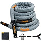 Perantlb Battle Rope with Cloth Sleeve -1.5/2 Inch Diameter 30' 40' 50' Lengths -Gym Muscle Toning Metabolic Workout Fitness, Battle Rope Anchor Strap Kit Included (1.5' x 30 ft Length)